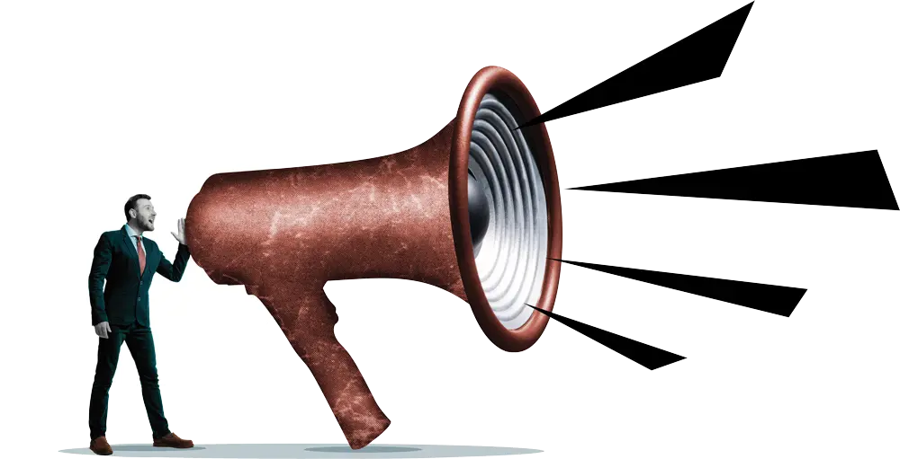 Illustrtation of a man with giant megaphone